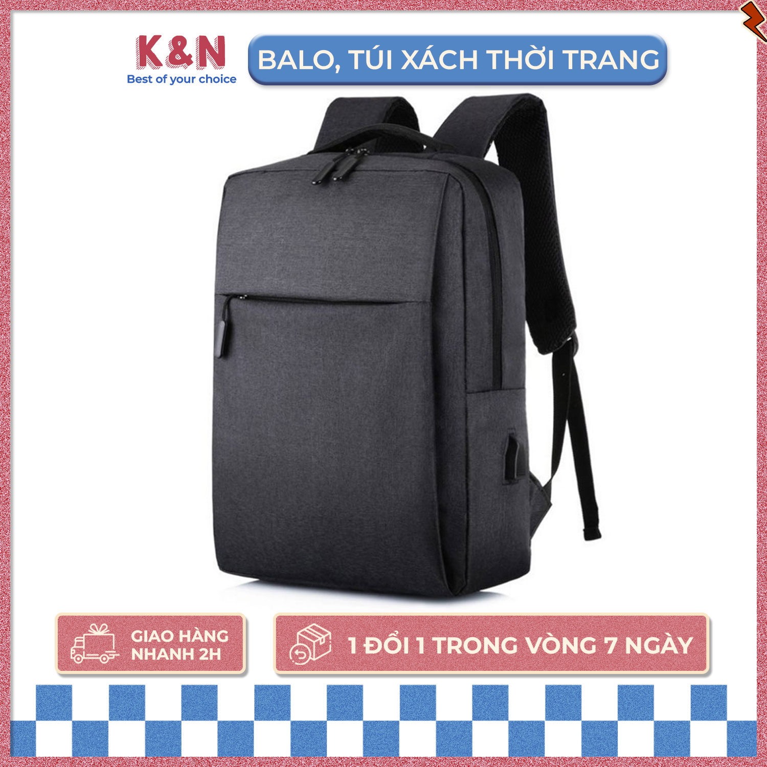 Balo laptop, balo nam, nữ có ngăn đựng laptop chuyên dụng, balo thời trang basic đơn giản, nhiều màu - obl150 - k&n store