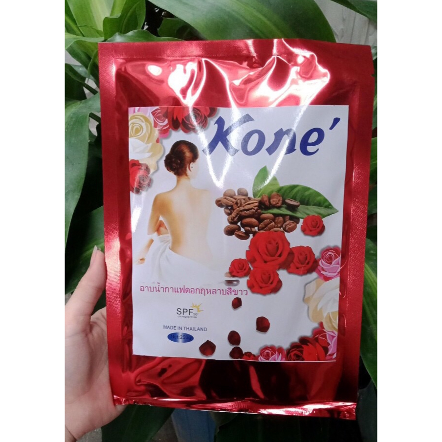 Tắm.trắng Kone gói đỏ cafe va hoa hồng