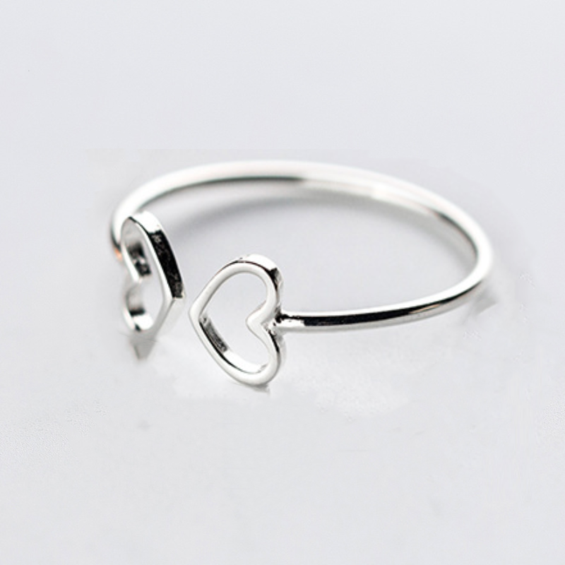 Nhẫn Nữ Bạc Thật 925 Trái Tim Phong Cách Hàn Quốc N52 Freesize - Màu Bạc - BEFALU