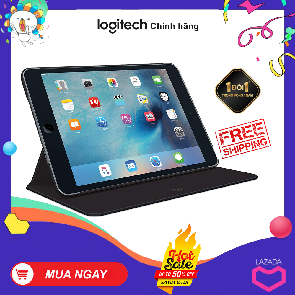 Ốp lưng bảo vệ hiệu logitech logi focus cho ipad mini 4 gắn vừa với ipad mini 5 - màu đen