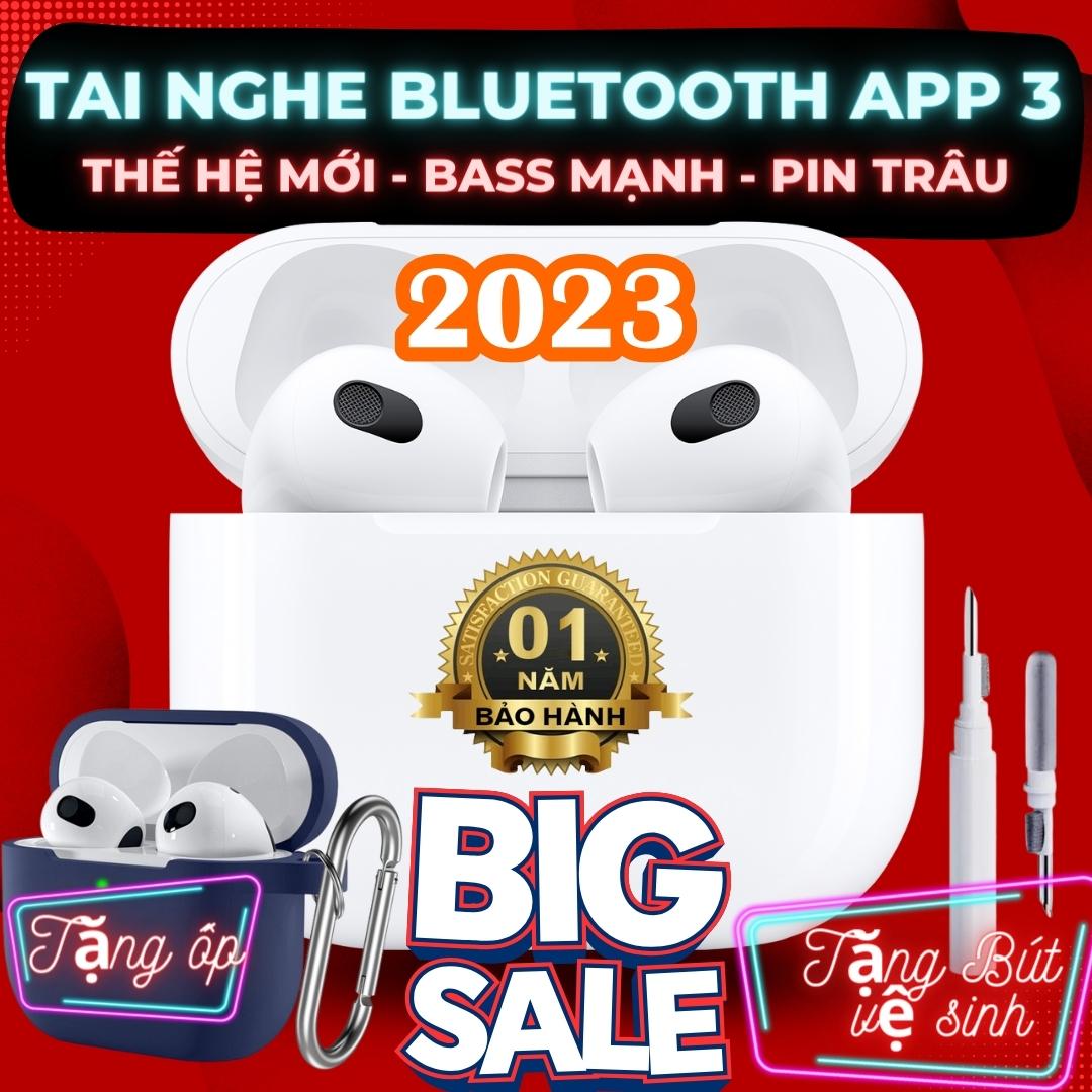 Tai Nghe Bluetooth APP 3/Pro Pin trâu bản mới 2023 Đã fix lỗi i.o.s 16Tương Thích I.O.S ANDROID Tặng bút vệ sinh tai nghe Hỗ Trợ Sạc không dây Định Vị Đổi Tên Bass căng Âm thanh vòm siêu đỉnh bảo hành 1 năm