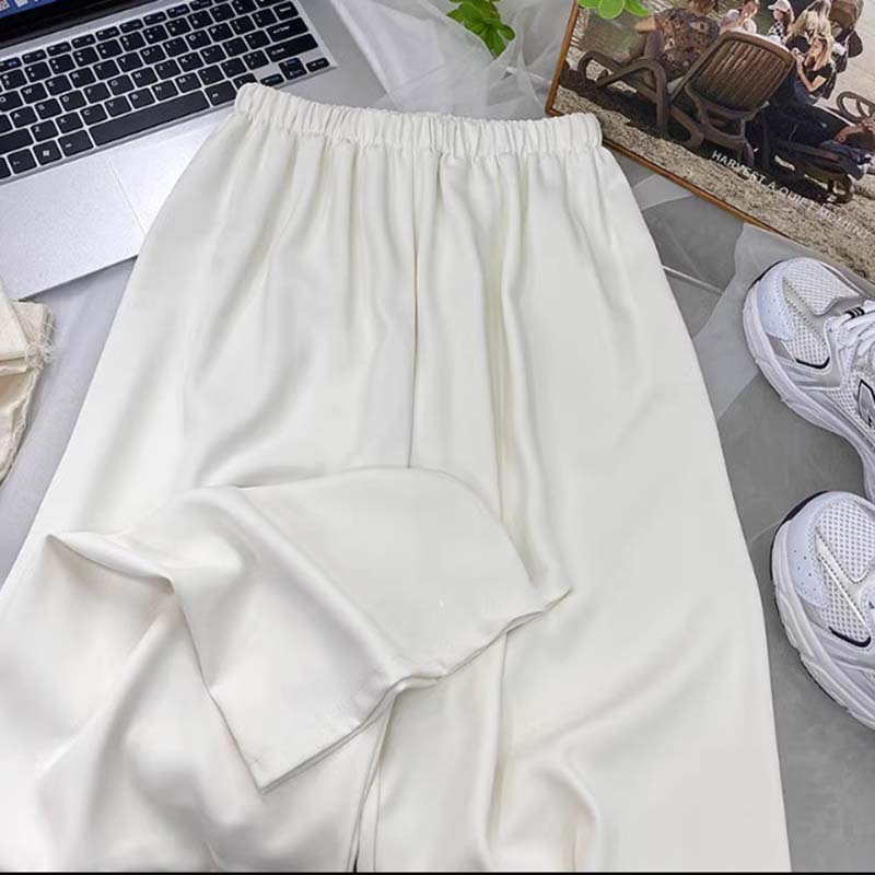 Quần Dài Nữ Ống Rộng Dáng Suông Cạp Chun Chất Lụa Mềm Trơn Màu Thời Trang Sugal QUAN NU 050V4
