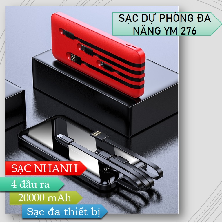 Pin sạc dự phòng đa năng 20000 mAh kèm dây sạc - Đa tiện ích