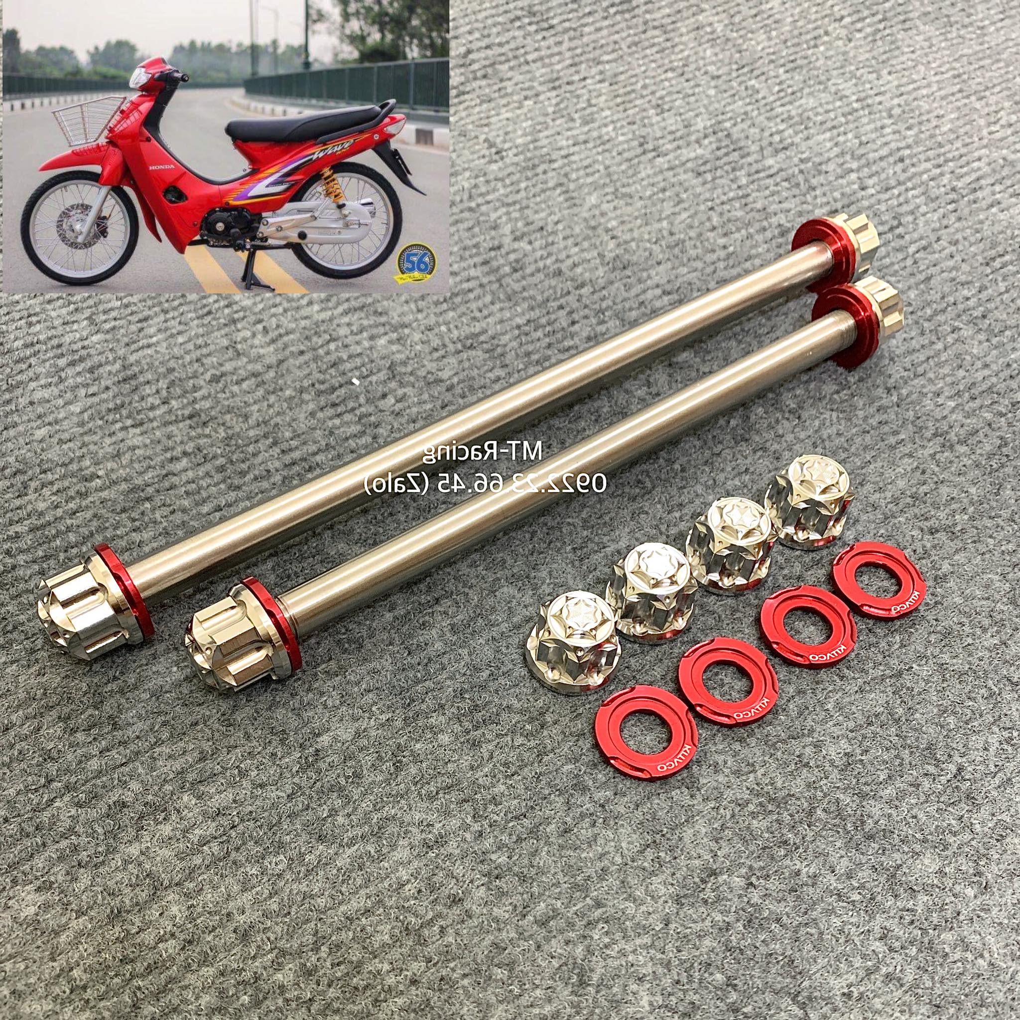 Cốt bánh salaya trước sau cho wave nhỏ, wave thái 110, wave zx kèm lông đền nhôm đỏ