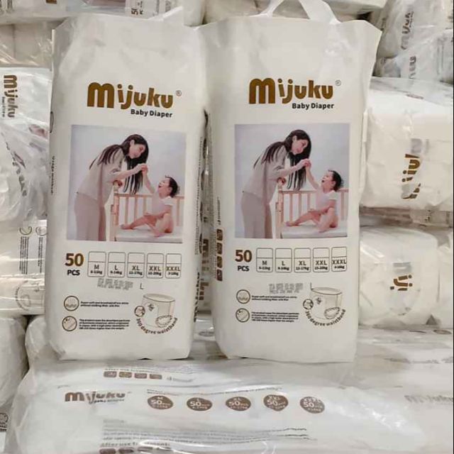 Bỉm quần Mijuku Nhật chính hãng 100 miếng đủ size M - L - XL - XXXL-4XL-5XL siêu thấm hút mềm mịn cho bé