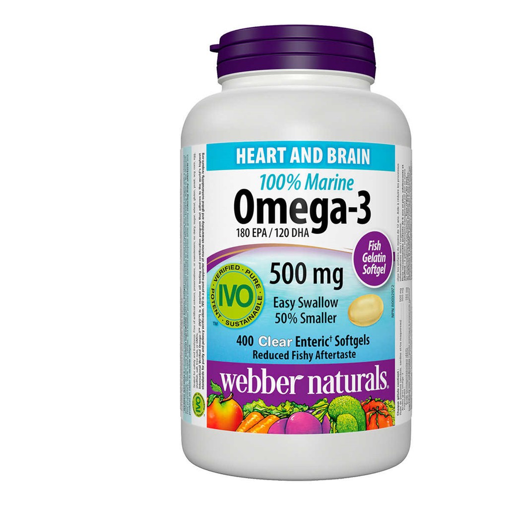 Dầu cá marine omega 3 500mg của webber naturals , 200 và 400 viên