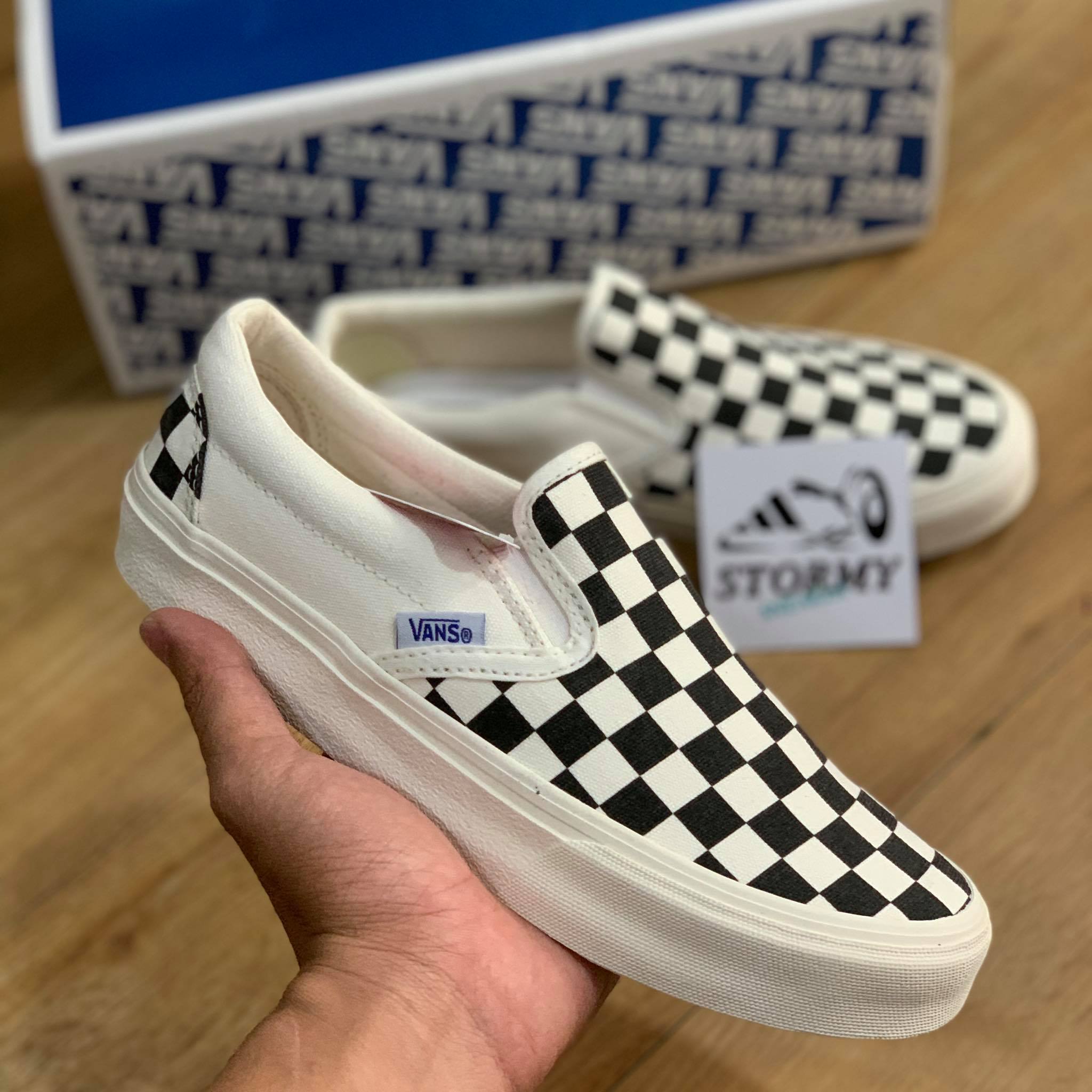 giay vans caro trắng đen nam nữ chuẩn 1:1
