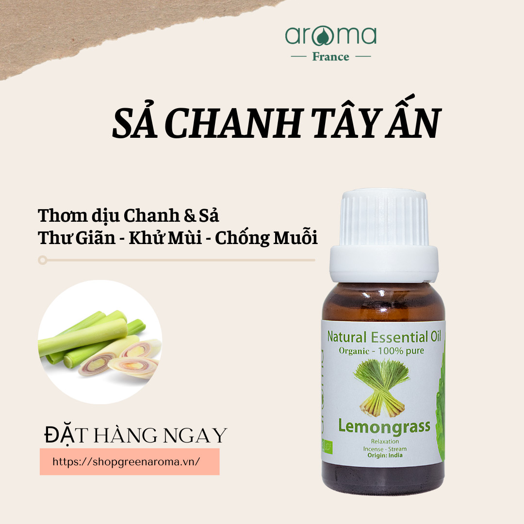 Tinh dầu aroma sả chanh tây ấn - lemongrass - 10ml/15ml/30ml/50ml