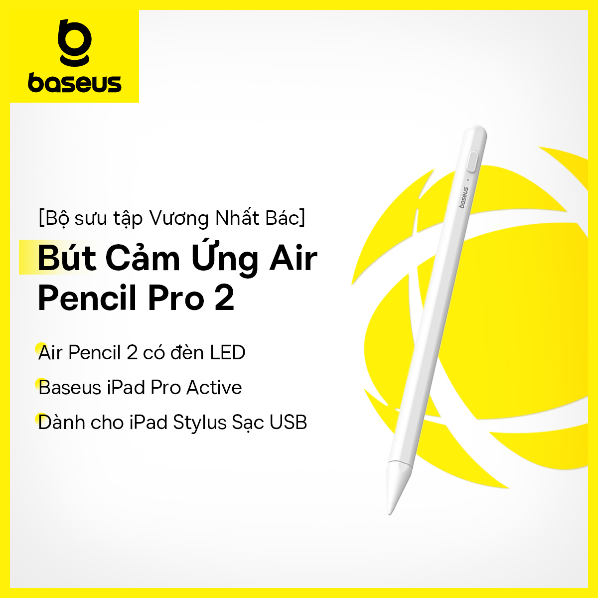 Bút cảm ứng Baseus iPad Pro Active Stylus Air Pencil 2 – Hoàn hảo cho iPad với đèn LED và sạc USB