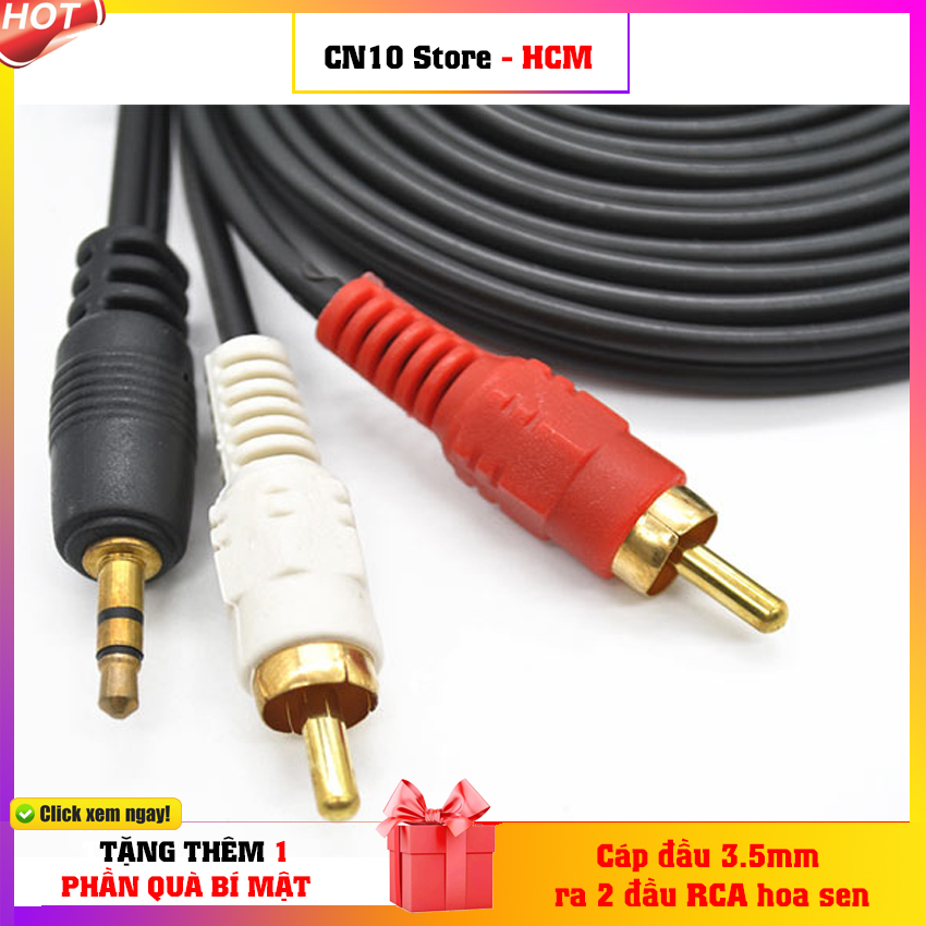 HCM-Cáp chuyển đổi âm thanh 1 đầu 3.5mm âm ra 2 đầu RCA hoa sen-Được bán bởi -ĐIỆN TỬ CN10