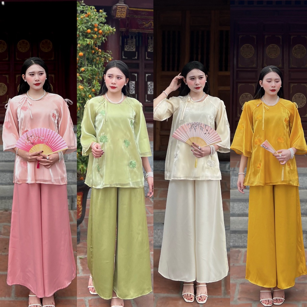 Bộ Phật tử đi chùa Bộ Pháp Phục đi lễ đẹp cao cấp Bạch Liên Hoa chất lụa tơ sang trọng Pháp Phục Hải Đường