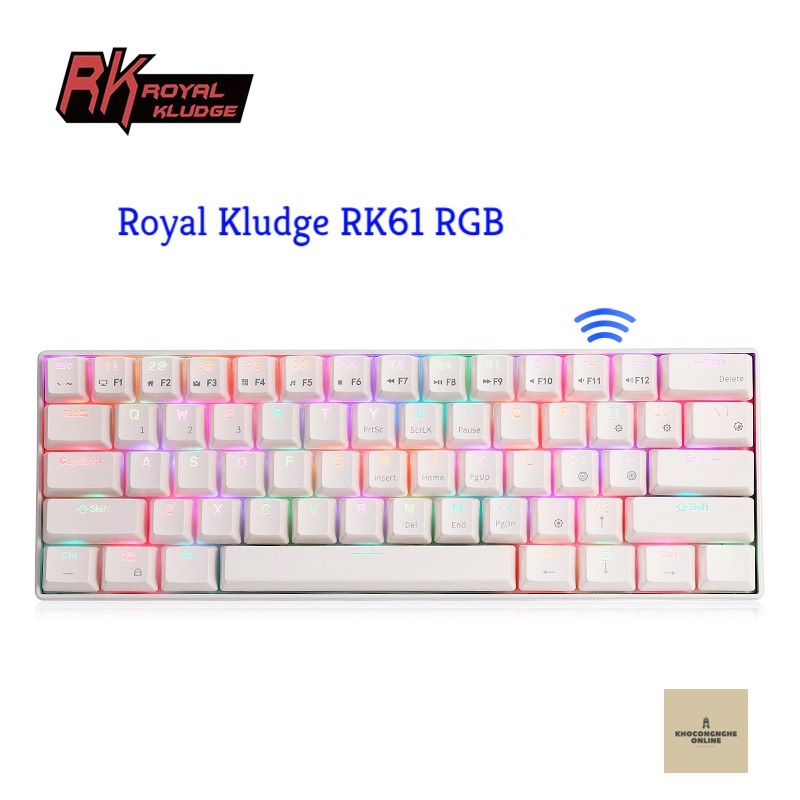 CÓ SẴN RK61 RGB - Bàn Phím Cơ không dây Royal Kludge RK61 RGB kết nối 3
