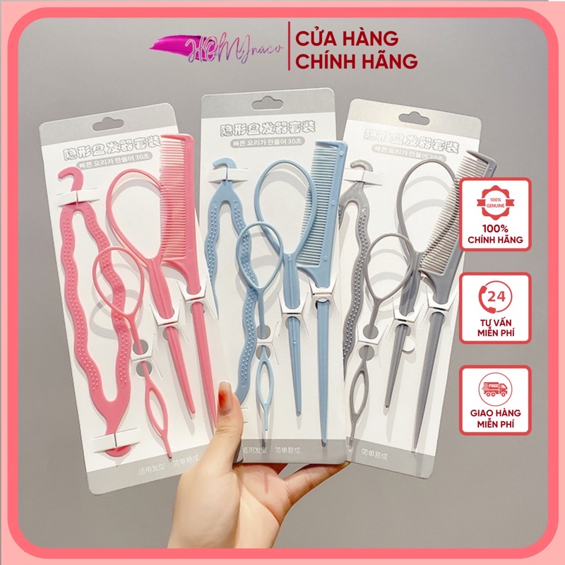 Bộ 4 Dụng Cụ Tạo Kiểu Tóc Kèm Lược DAIFENI - Lameila Màu Pastel