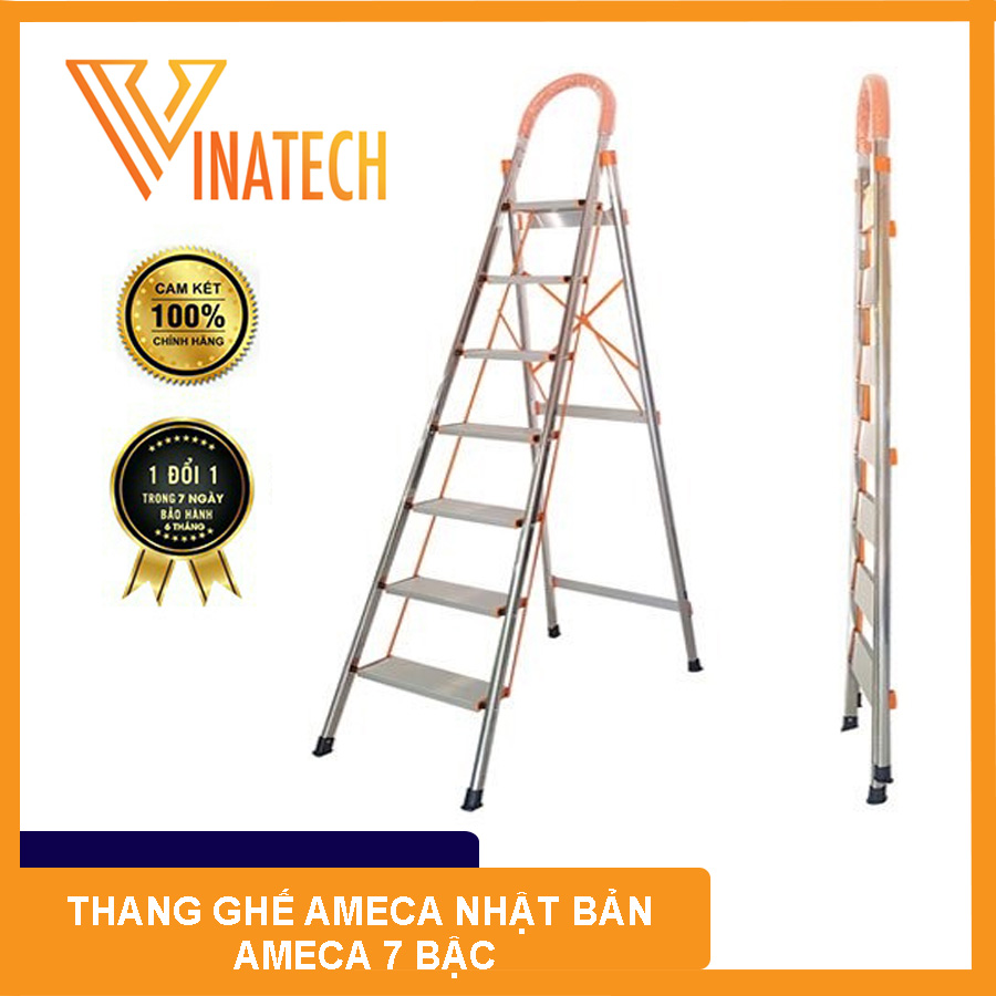 [HÀNG CHÍNH HÃNG] Thang ghế INOX AMECA Nhật Bản 7 BẬC
