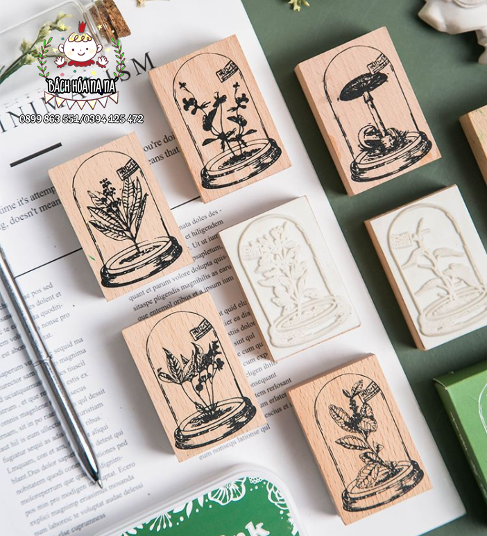 Bộ MOMO con dấu gỗ mẫu Hoa Lá Cây Cỏ , trang trí và đóng dấu , Bullet Journal - Stamp Wooden Bách hóa Na na