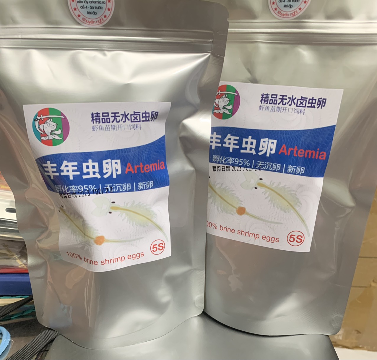 Artemia lon vàng túi zip Trung Quốc ,tỉ lệ nở cao.