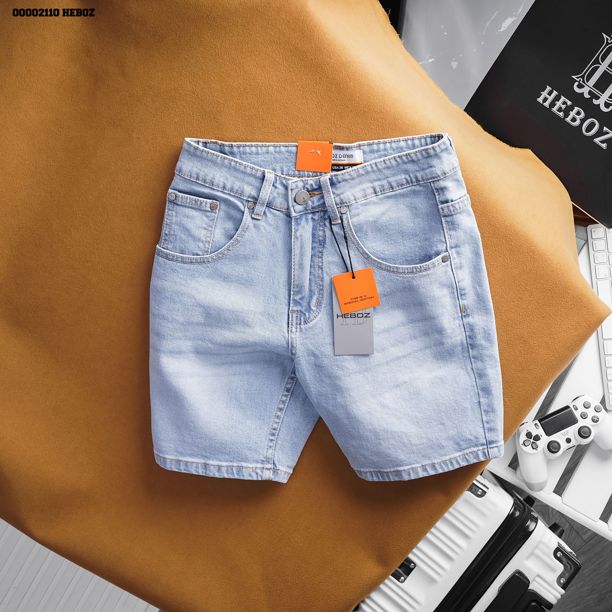 Quần short jean basic heboz 014 , quần đùi nam chất vải denim - 00002110