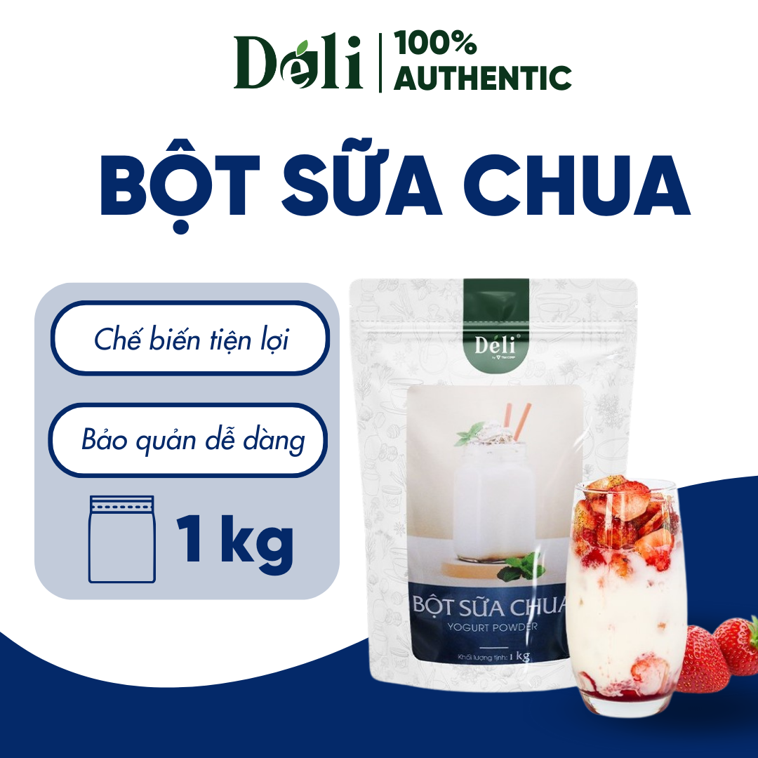 Bột sữa chua Déli - 1kg - hạn sử dụng lâu, dễ bảo quản - thay thế sữa chua truyền thống