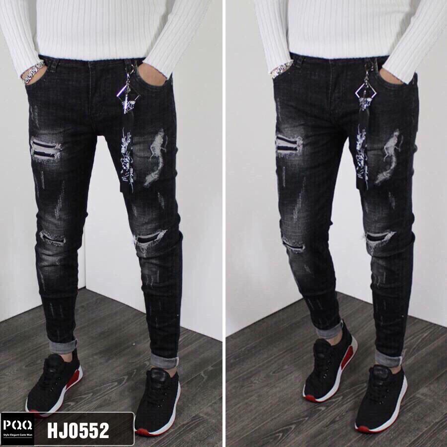 [HCM][ HÌNH THẬT ] QUẦN JEAN RÁCH NAM MÀU ĐEN ĐẸP CHẤT BÒ CO GIÃN PHONG CÁCH TRỜI TRANG HÀN QUỐC THỎ TÂY SHOP94 QJN22