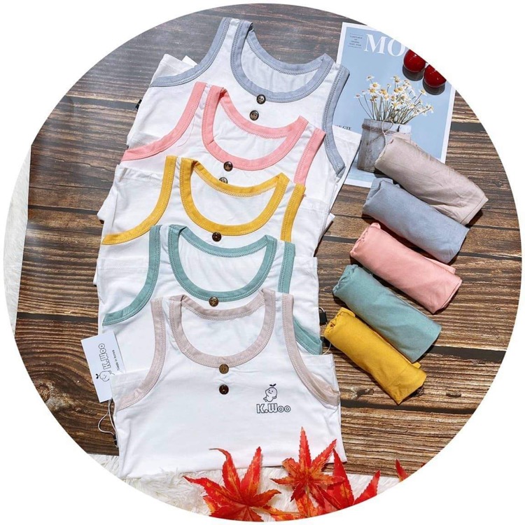 Bộ ba lỗ thun lạnh Kwoo trơn cho bé từ 7-18kg | ẢNH THẬT SHOP CHỤP | QATE 18