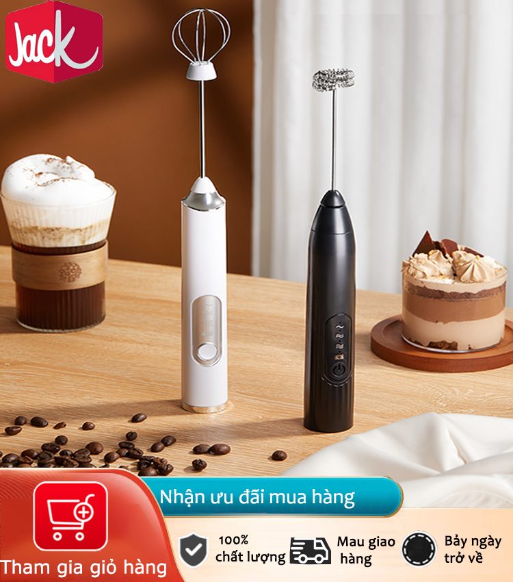 Jack . Máy trộn cà phê Trang chủ Mini điện khuấy Máy xay sinh tố có sạc USB, ba tốc độ và 2 loại quay đầu