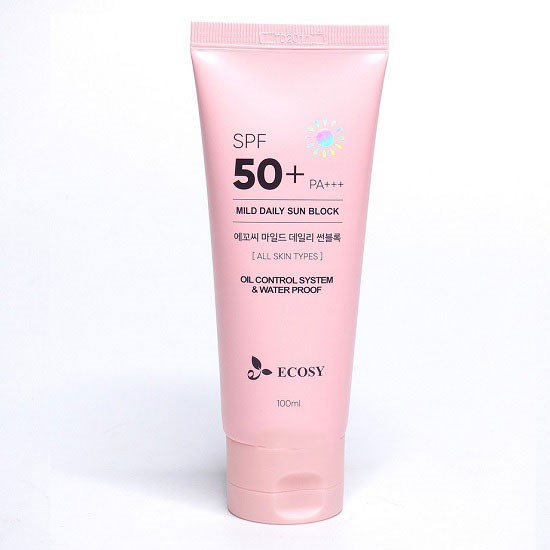 [HCM]Kem Chống Nắng ECOSY Mild Daily Sun Block  Kiềm dầu Chống thấm nước 100ml