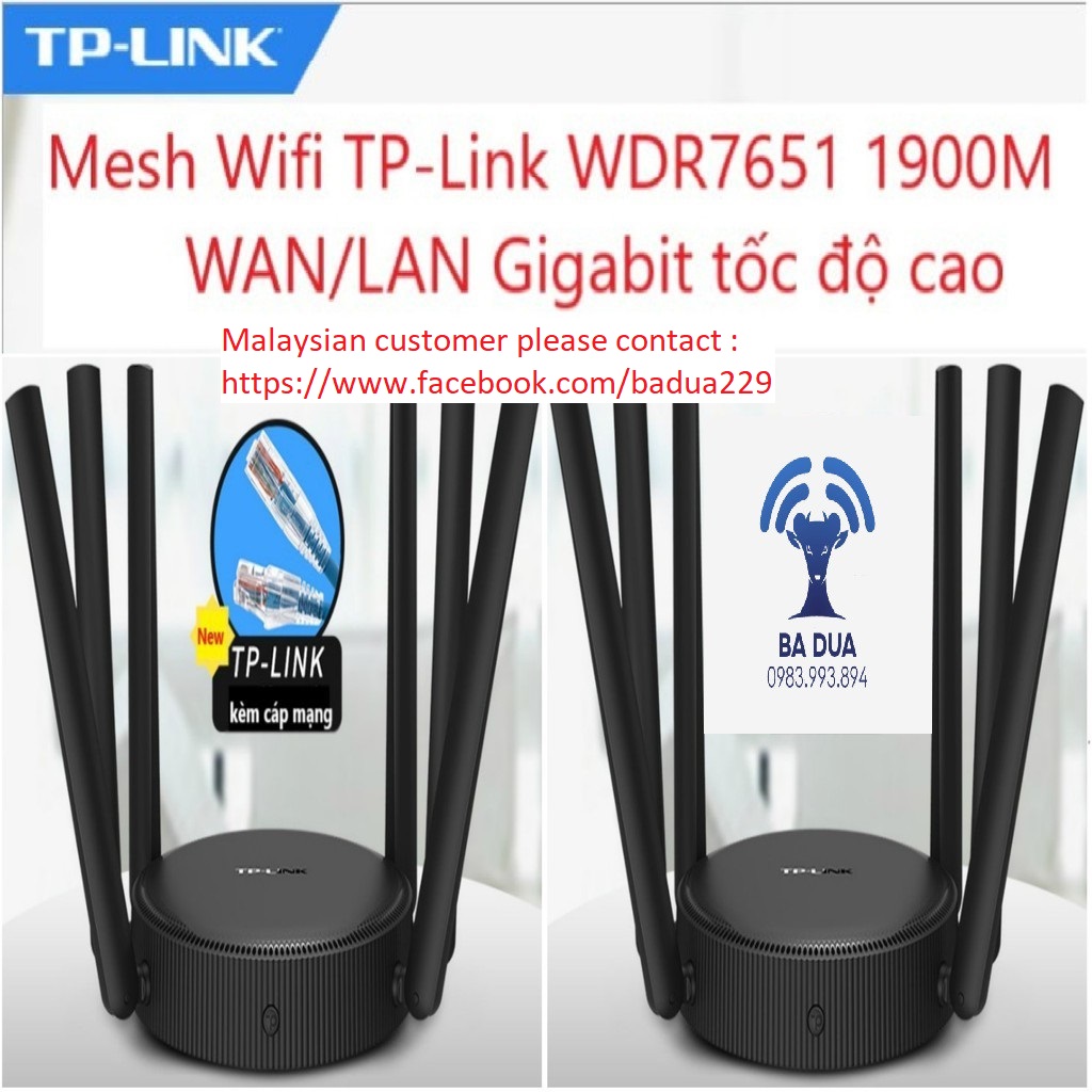 Bộ Phát Wifi Mesh Wifi ghép nối Gigabit Tplink TP-Link  WDR7651 1900Mbps