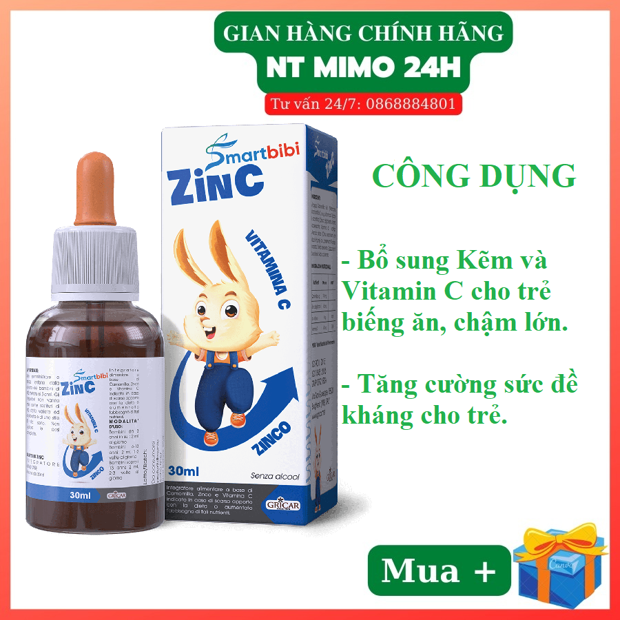 [Free ship + Quà Tặng Ngẫu Nhiên] Siro kẽm Chelate hữu cơ cho bé - Smartbibi Zinc hỗ trợ tăng đề kháng cải thiện biếng ăn chậm lớn ở trẻ thiếu kẽm