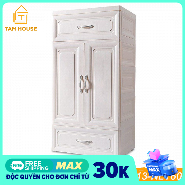 [VOUCHER FREESHIP 50K] Tâm House Tủ nhựa 3 tầng cao cấp size lớn (60x40x118cm) - TN13-NLT60055 (1D+3+1D)