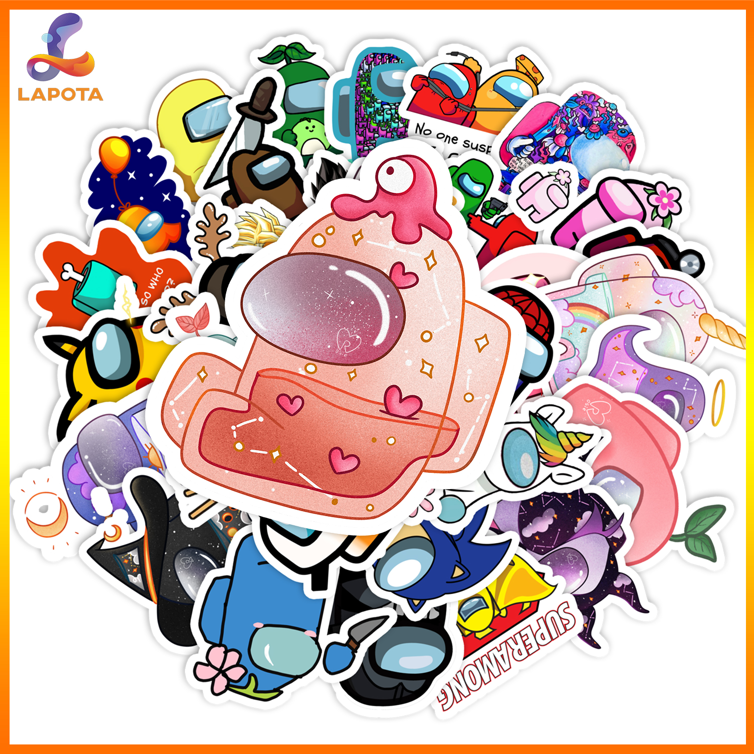 Set 50 cái Sticker Among Us chống nước, Sticker Among Us dán mũ bảo hiểm, Sticker Among Us Cute, Hình Dán Among Us