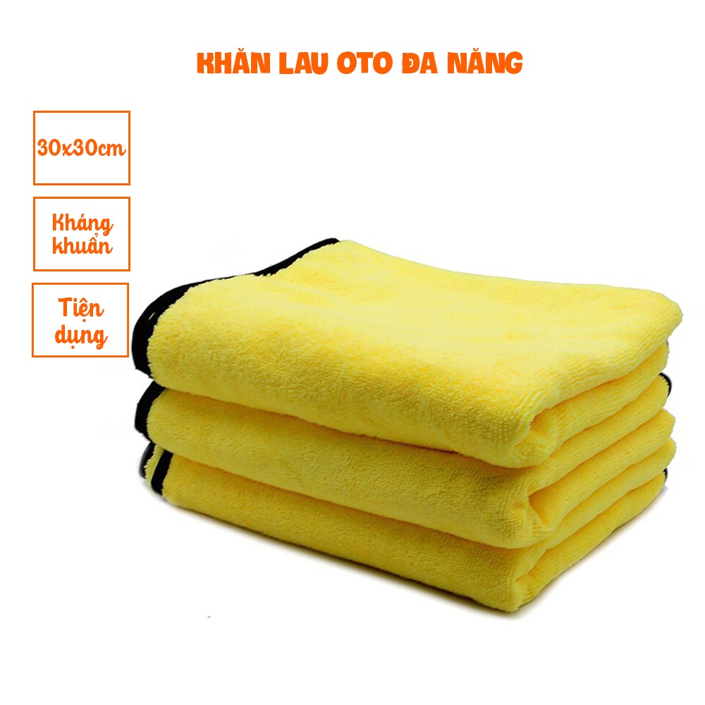 Khăn lau oto đa năng, lau nhà bếp siêu thấm Microfiber - Kích thước 30x30 cm | BH 3 tháng - Mianz Mart