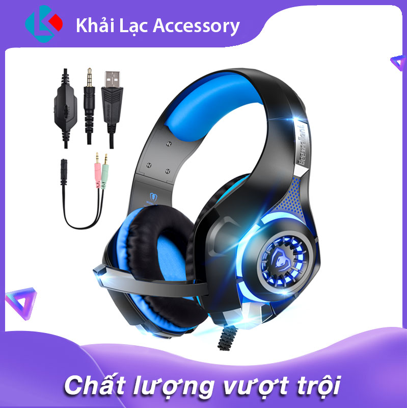 Tai nghe chơi game Beex Wonderful cho PS4 Xbox One PC Mac Bộ điều khiển Tai nghe chơi game với Âm thanh vòm stereo Bass, Ánh sáng LED & Micrô tách biệt tiếng ồn, chuyên dùng học trực tuyến,..