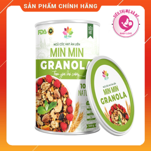 Ngũ Cốc Granola siêu hạt Min Min, Ngũ cốc lợi sữa, ngũ cốc Bầu Minmin 500g