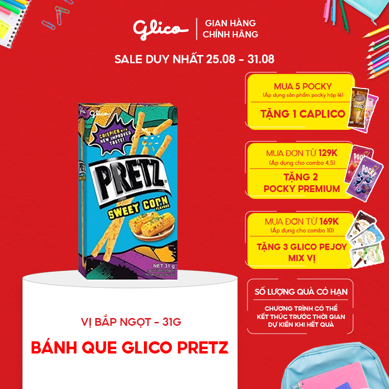 Hộp lẻ - bánh que glico pretz vị bắp 31g