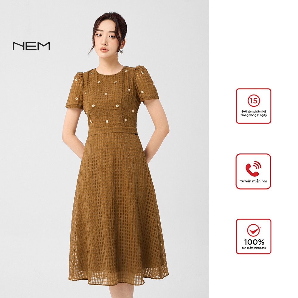 Đầm nữ dáng A công sở NEM Fashion tay ngắn D40902