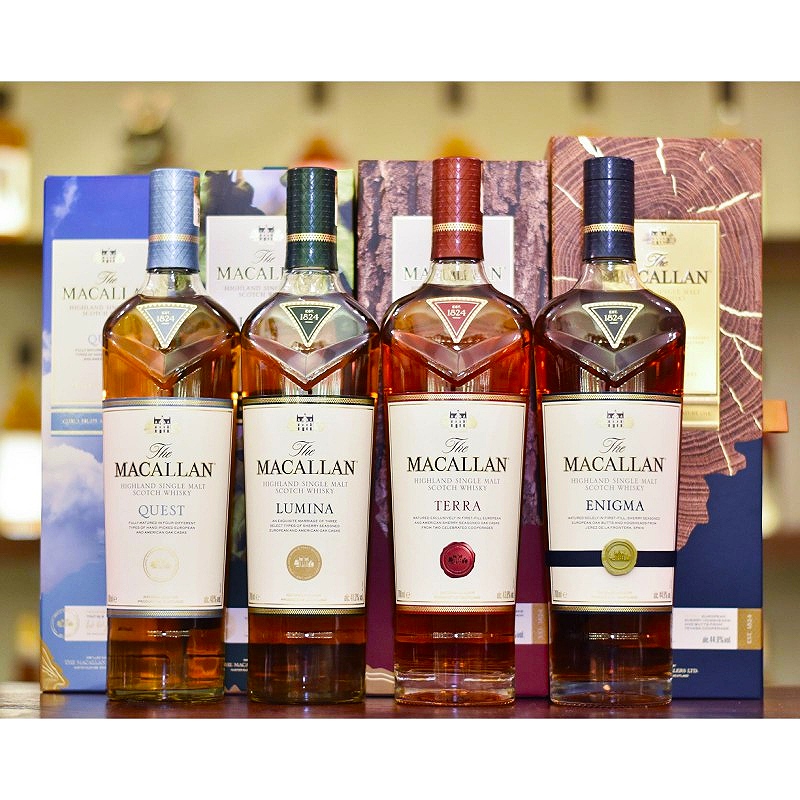 Các mẫu vỏ chai dòng macallan gold, 12, 15,18, lumina