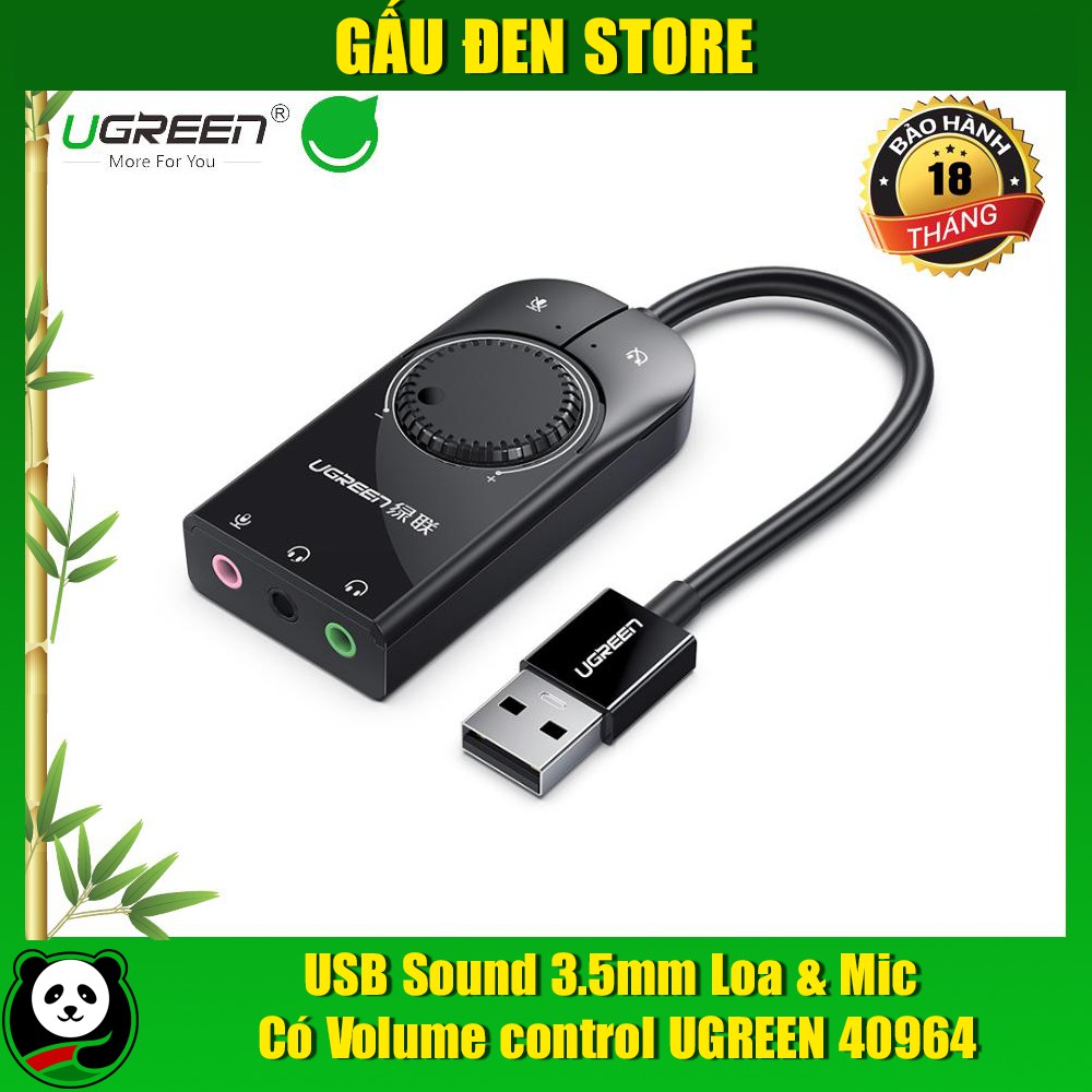 Usb Sound 3.5mm loa & mic có volume control Ugreen 40964 -  Ugreen cam kết hàng đúng mô tả chất lượng đảm bảo inbox shop để được tư vấn thêm