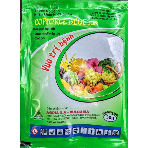 Chế phẩm trừ nấm bệnh cây trồng gốc đồng copforce blue 51wp gói 30g