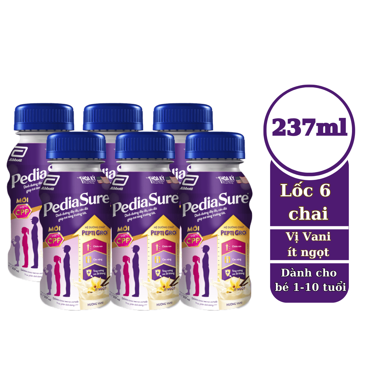 Lốc 6 chai sữa bột pha sẵn Pediasure 237ml cho trẻ biếng ăn