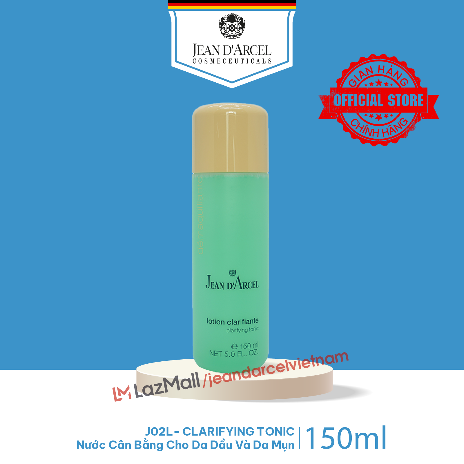J02L Nước cân bằng cho da dầu và da mụn Demarquillante - Clarifying Tonic 150ml - Jean d'Arcel