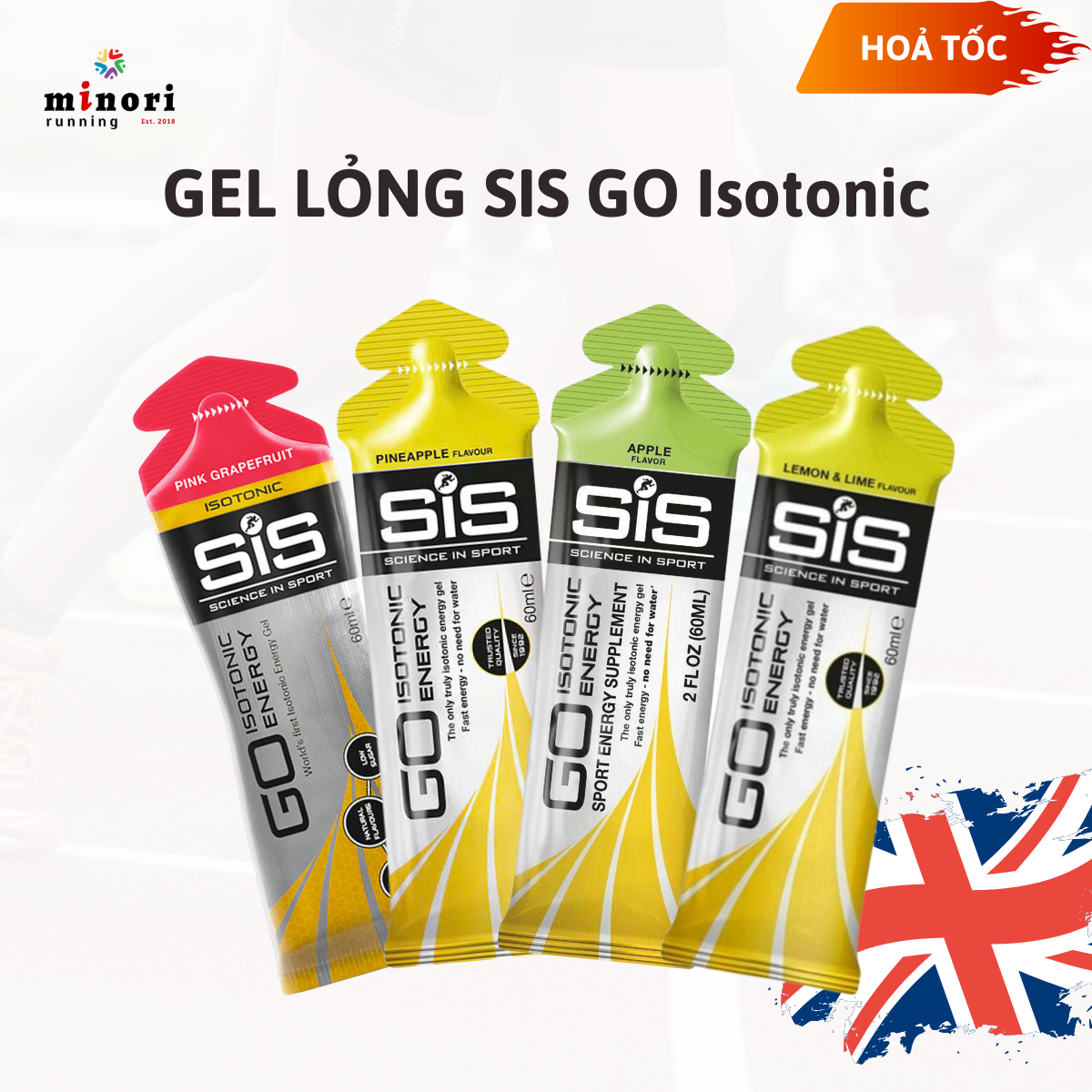 Gel Năng Lượng SIS GO Isotonic Energy Gels nhiều vị dạng lỏng chuyển hóa năng lượng nha trong thể thao, đạp xe, chạy bộ, bơi lội - Minori Store