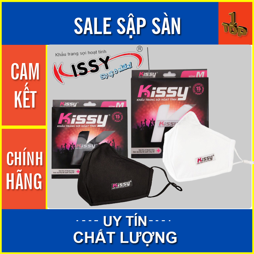 Cam kết chính hãng] Khẩu Trang Sợi Hoạt Tính Kissy 3D cao cấp Size M