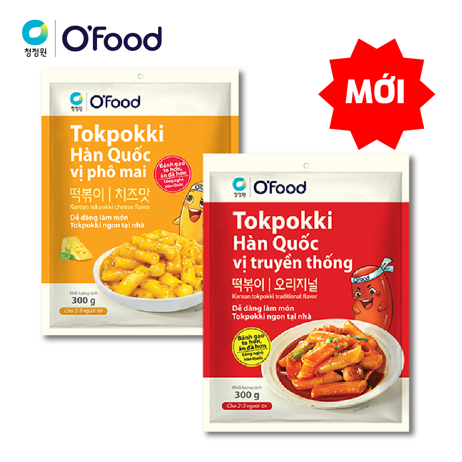 Tokbokki / tokpokki Hàn Quốc O'food gói 300gr, 2 vị