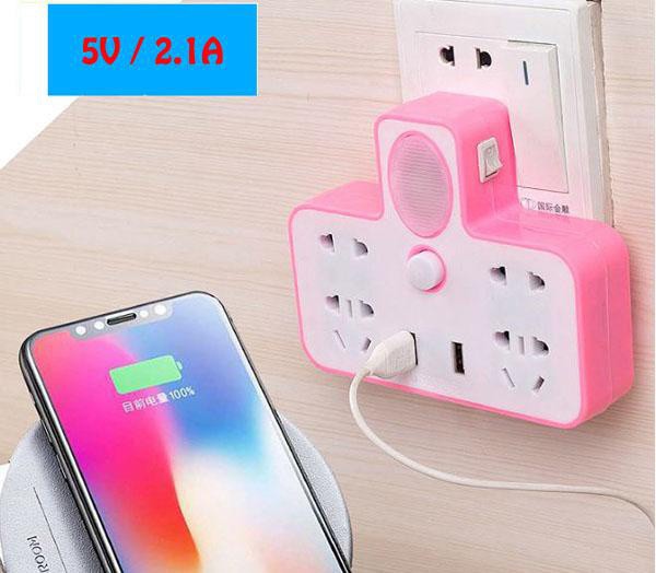 Ổ cắm điện đa năng 4 cổng kiêm đèn ngủ và 2 cổng usb