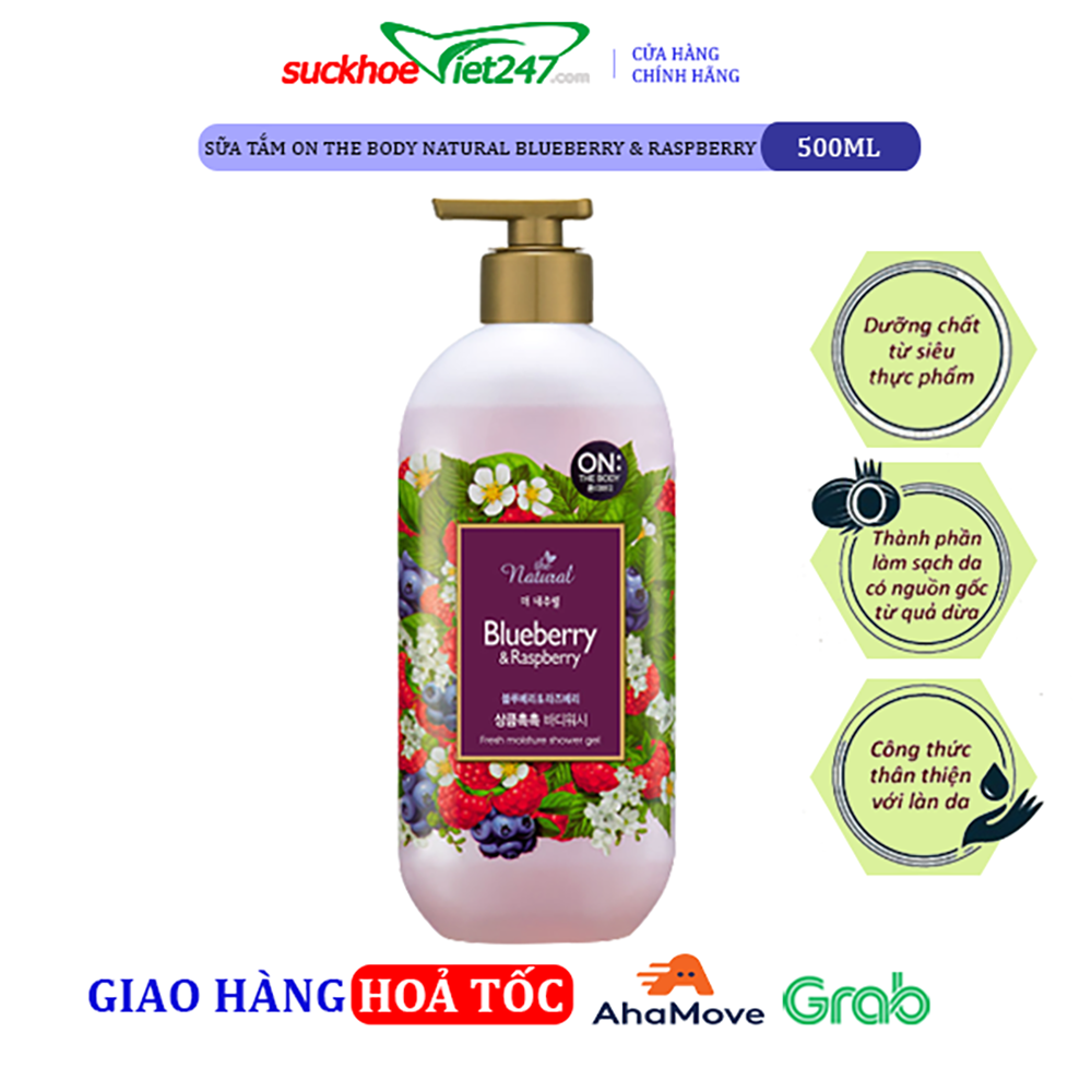 [HCM] DATE XA 2024 Sữa tắm On The Body Natural Blueberry & Raspberry 500g