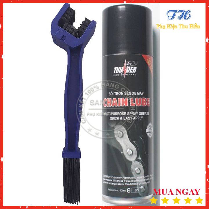 [HCM]Combo Bàn Chải Vệ Sinh Sên Và Chai Xịt Dưỡng Sên Thunder Chain Lube
