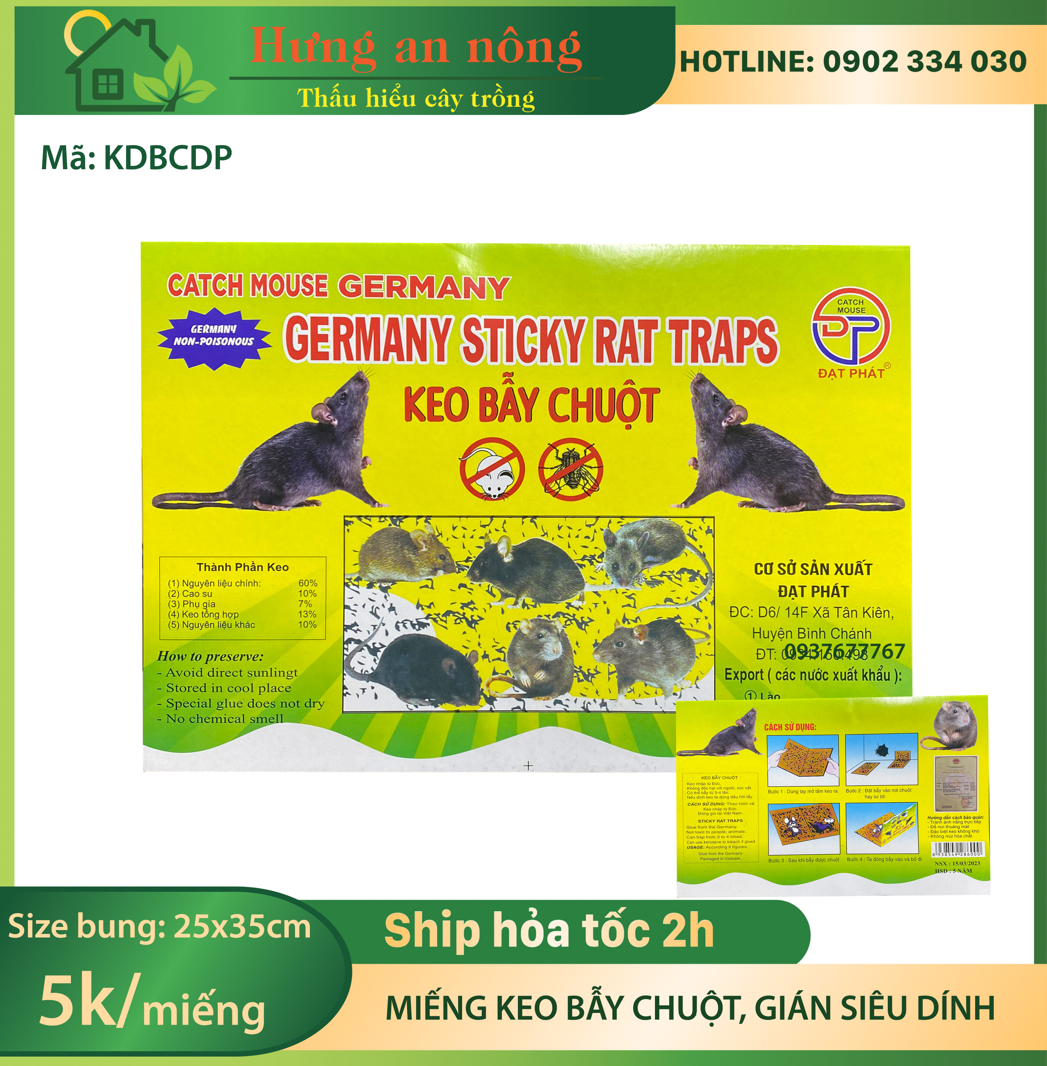 2 miếng keo bẫy chuột, gián côn trùng siêu dính, nhanh tiện an toàn Catch Mouse Germany
