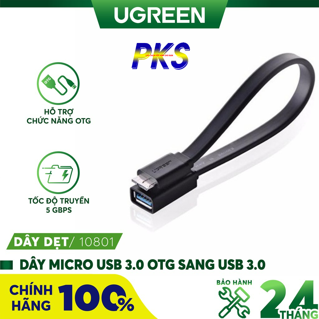 Dây chuyển đổi micro usb 3.0 otg dẹt dài 20cm ugreen 10801