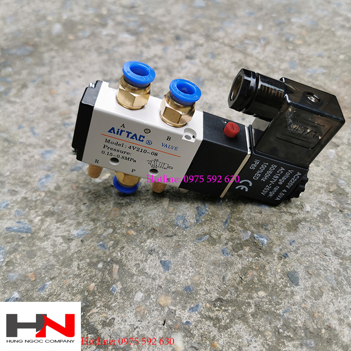 Bộ van điện từ airtac 4v210-08 LOẠI 1 CẮM ỐNG 8 điện áp 220v, 24v ,12v