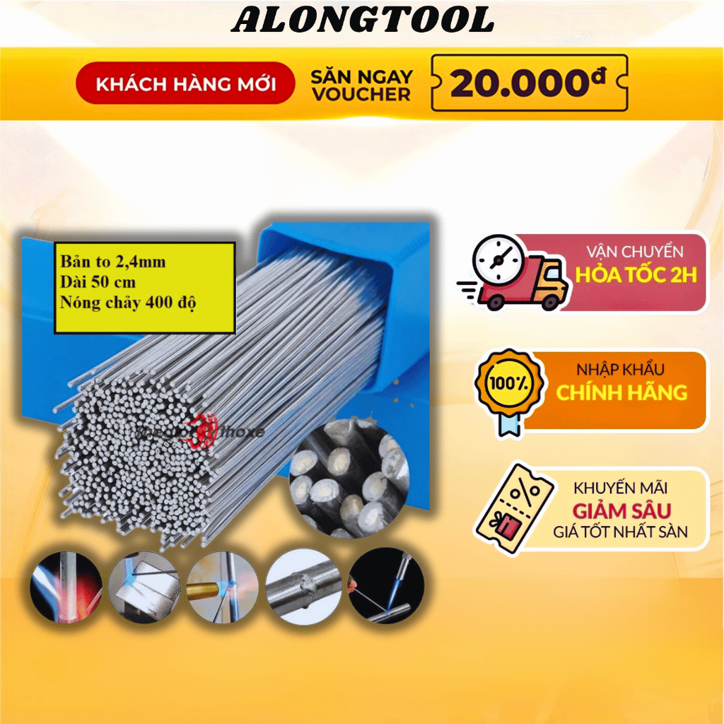 Que hàn nhôm lõi thuốc ALONGTOOL sử dụng nhiệt độ thấp Không cần máy hàn